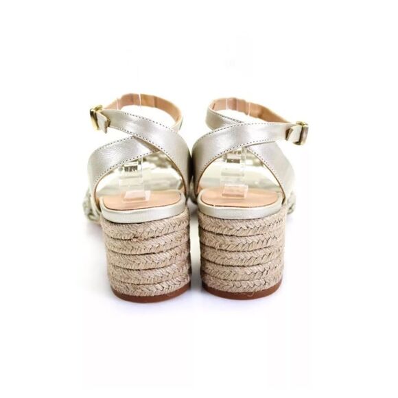 Paloma Barcelo Vania Metallic Gold Leather Knotted Cage Heeled Sandals IT40 - Picture 8 of 12